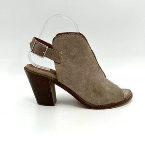 FRYE Courtney Slingback Open Toe Ash Tan Suede Leather Ankle Booties Mules 7.5